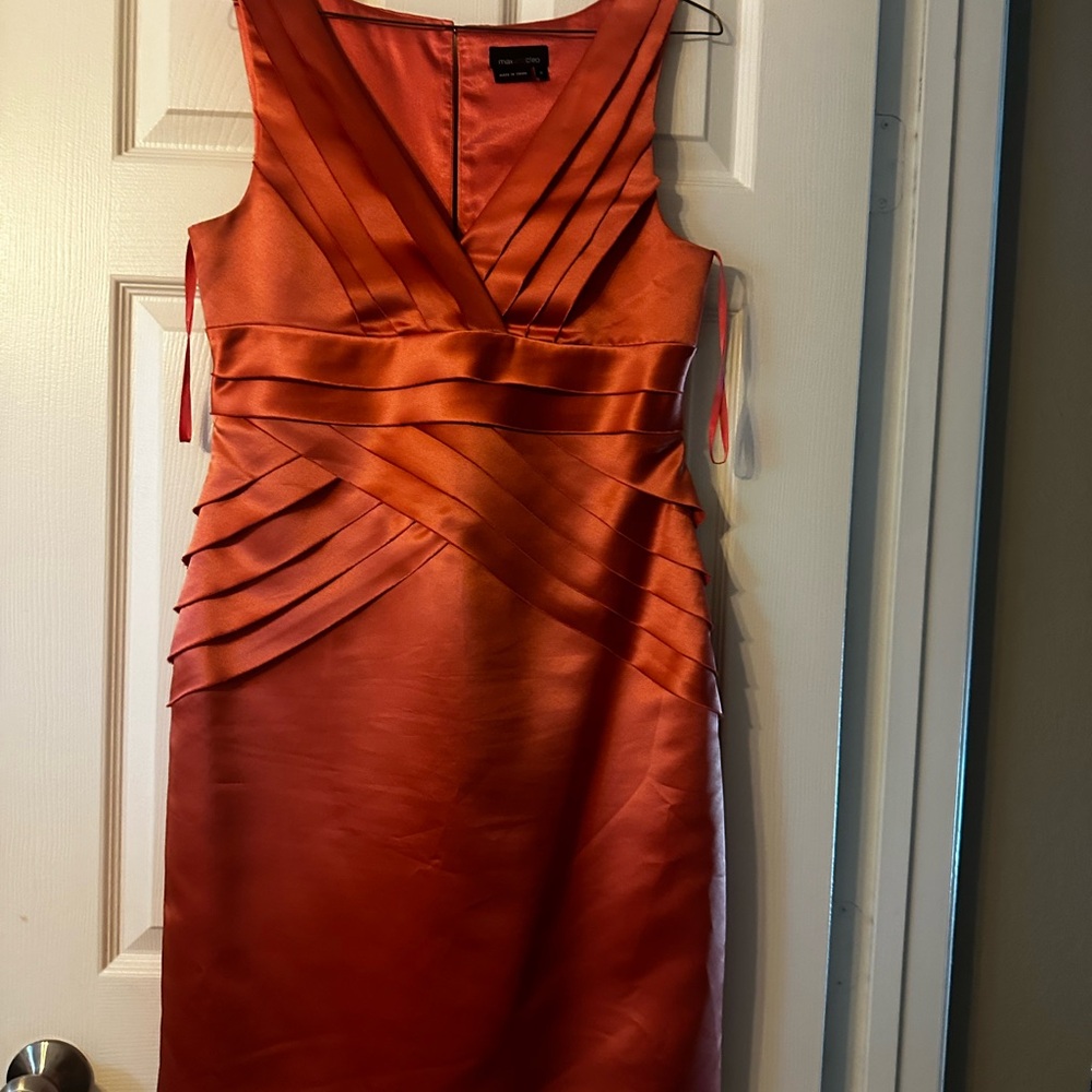 Max and Cleo orange tiered dress.